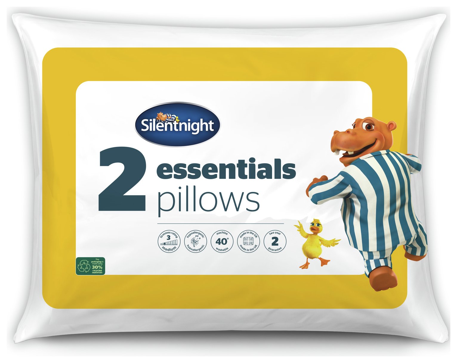 Silentnight Essentials Rolled Soft Pillow - 2 Pack