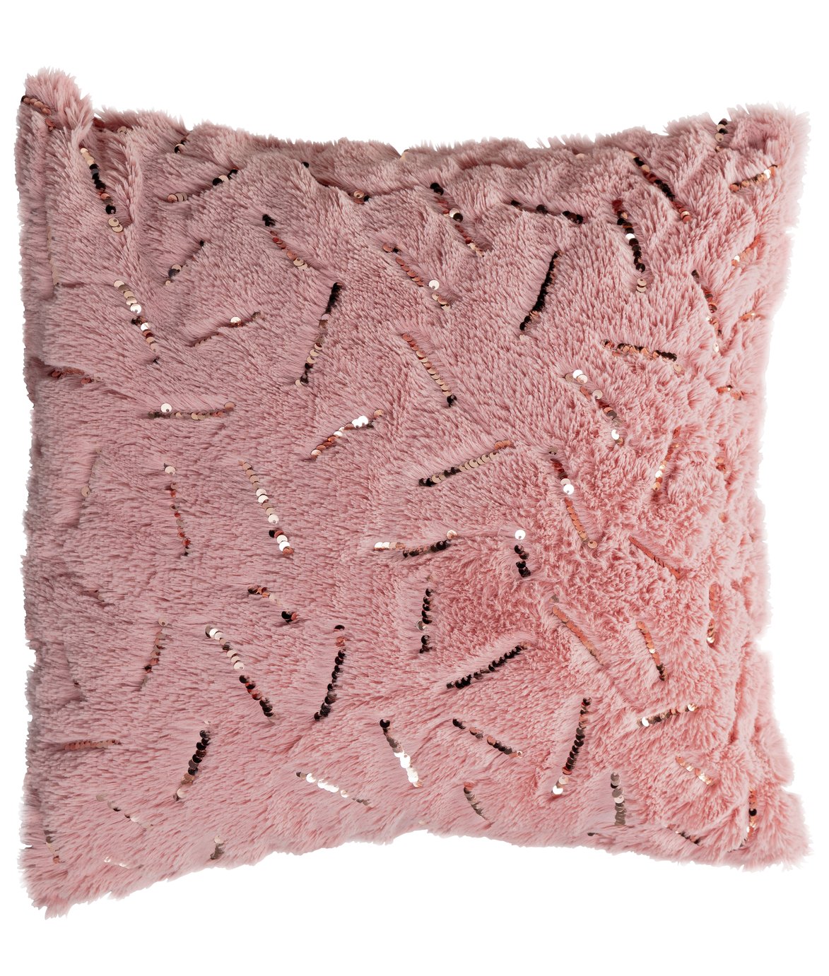 Argos Home Fur Speckled Metallic Cushion - White & Pink