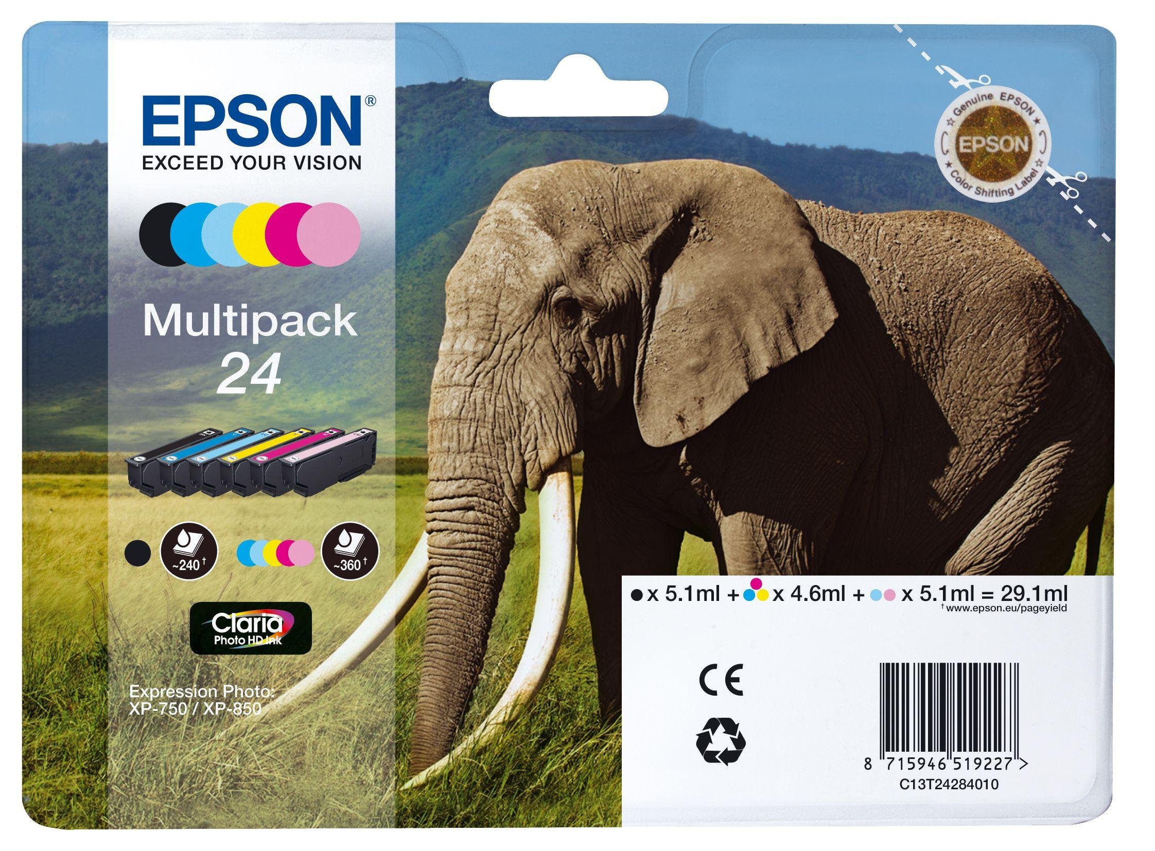 Epson 24 Elephant Ink Cartridges - Black & Colour