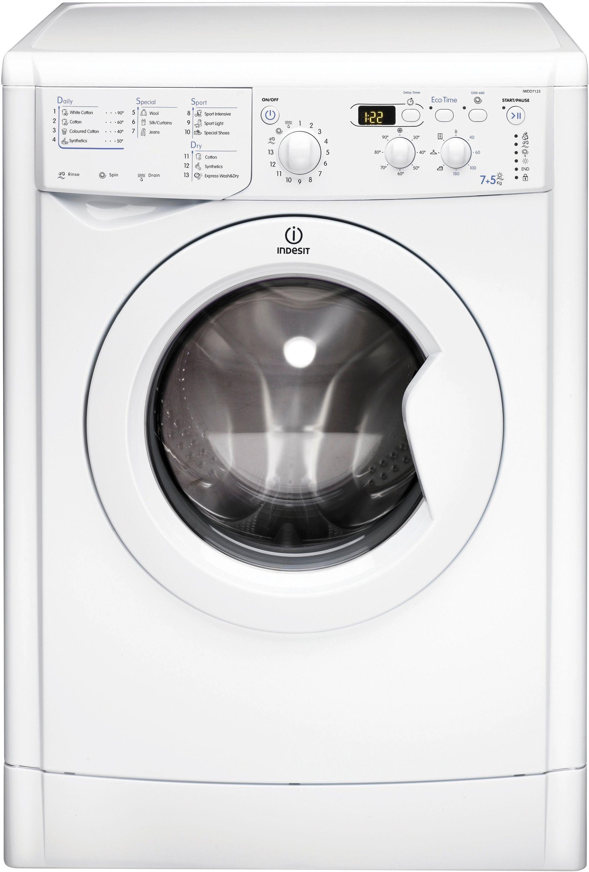 Indesit IWDD7123P 7KG / 5KG 1200 Spin Washer Dryer - White