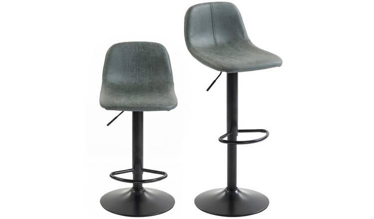 HOMCOM Set of 2 Modern Bar Stools with Footrest for Kitchen Island - Green