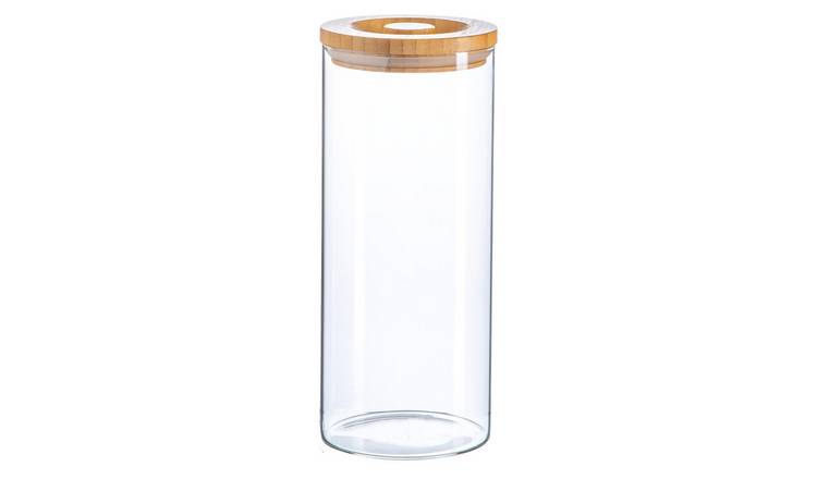 Argon Tableware Glass Storage Jar with Wooden Lid -