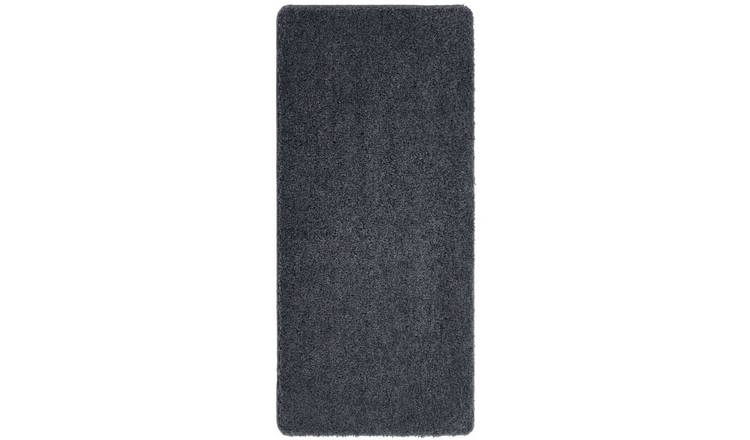 The Rugs Dark Grey Washable Plain Nonslip Shaggy Runner Rug - 67 x 200cm