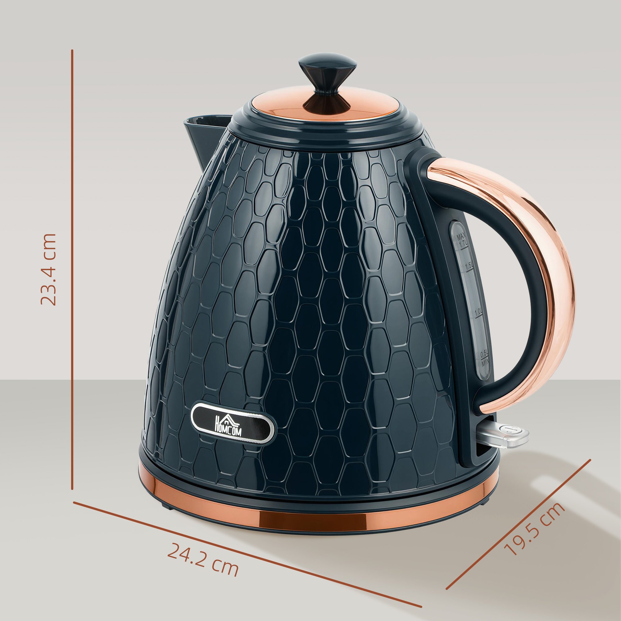 HOMCOM Auto Shut Off Electric Kettle with Anti scale Filter - Dark Blue - Image 3