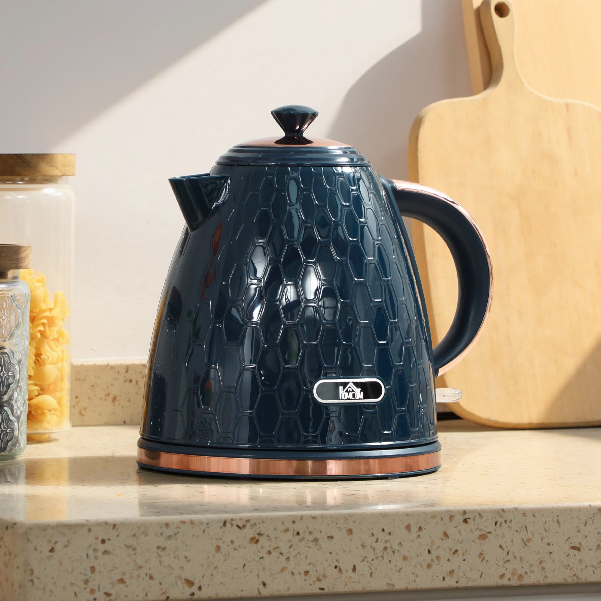HOMCOM Auto Shut Off Electric Kettle with Anti scale Filter - Dark Blue - Image 6
