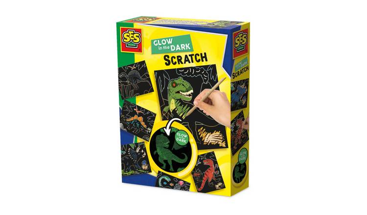SES Creative Glow In The Dark Dino Scratch Cards Craft Set