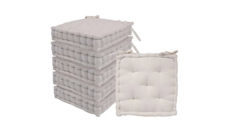 Harbour Housewares Square Seat Pads - 40 x 40cm - Cream - Pack of 6