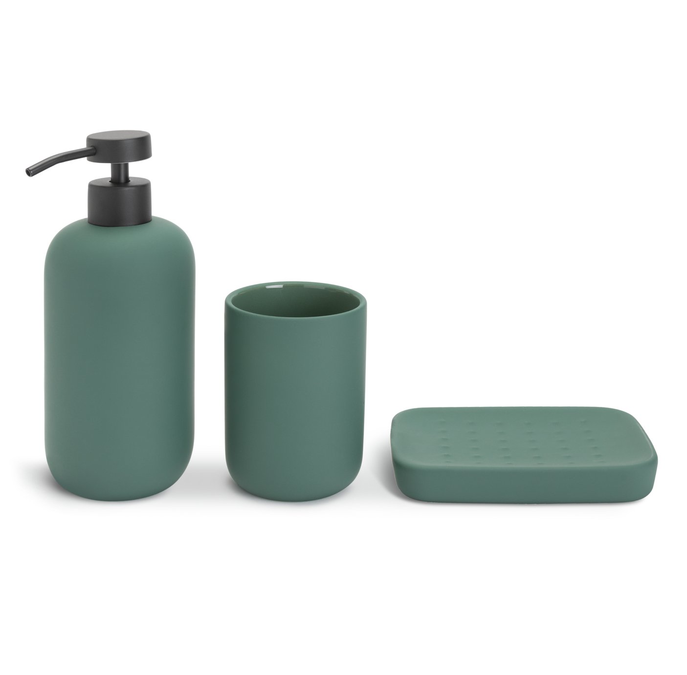 Habitat 3 Piece Soft Touch Accessory Set - Dark Green