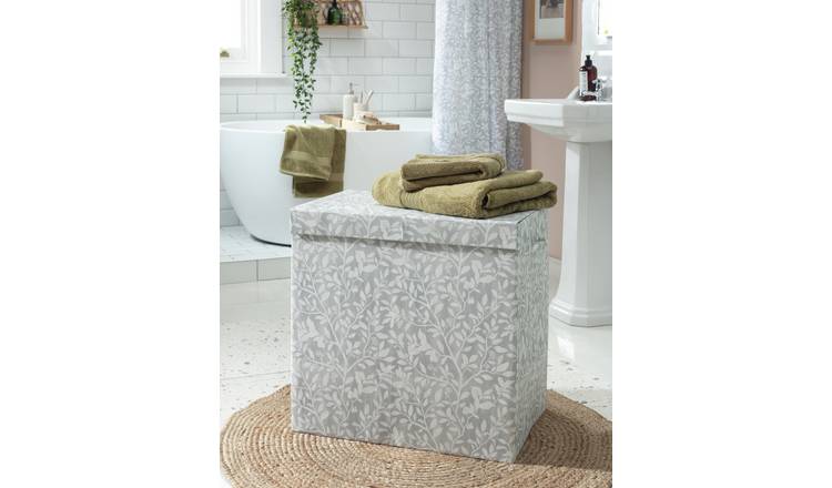 Argos Home 130L Floral Laundry Basket with Dividers - Grey
