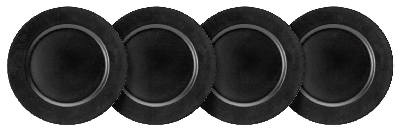 Creative Tops 4 Pack Noir Matte Charger Plates - Black