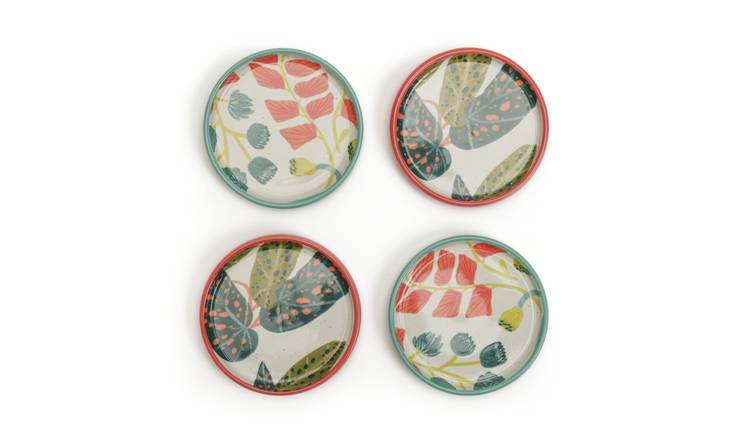 Habitat x Kew Set of 4 Ceramic Botanical Coasters