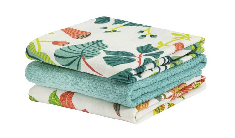 Buy Kew Set of 3 Botanical Tea Towels Tea towels Habitat