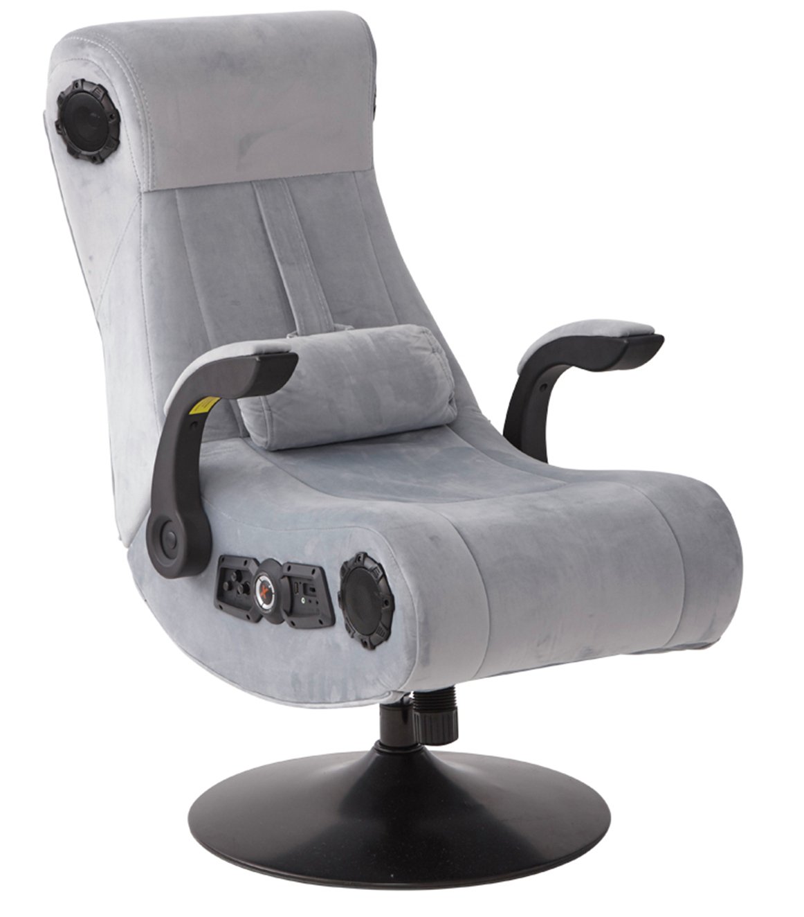 X-Rocker Deluxe Chenille Pedestal Gaming Chair - Silver