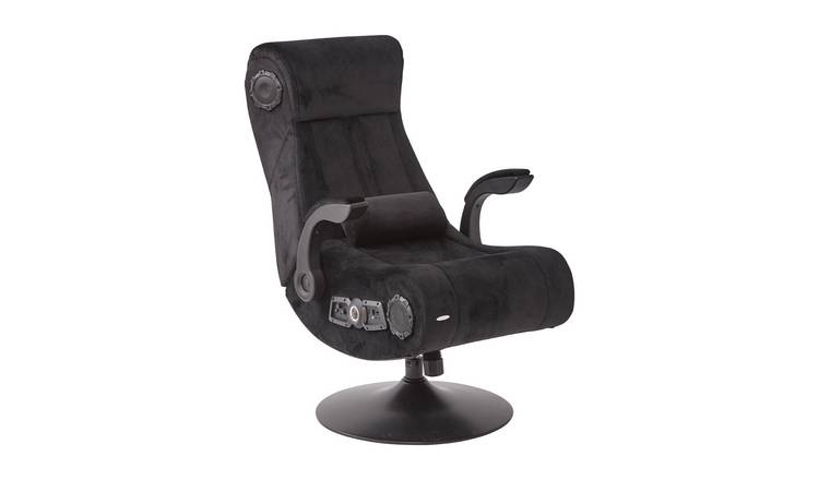 X-Rocker Deluxe Chenille Pedestal Gaming Chair - Black