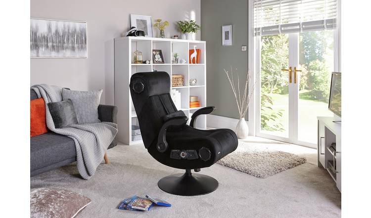 Buy X Rocker Deluxe Chenille Pedestal Gaming Chair Black