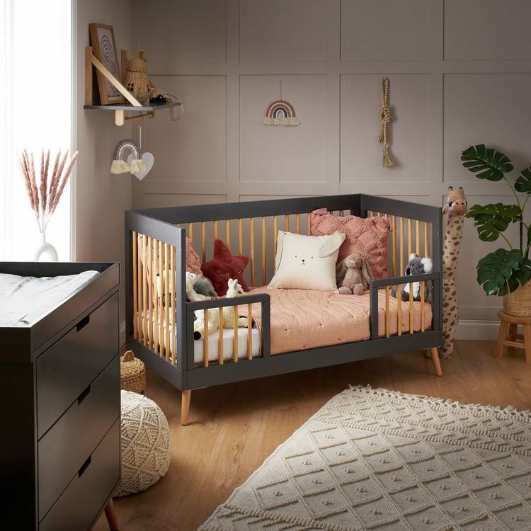 Obaby Maya Cot Bed - Slate with Natural 0