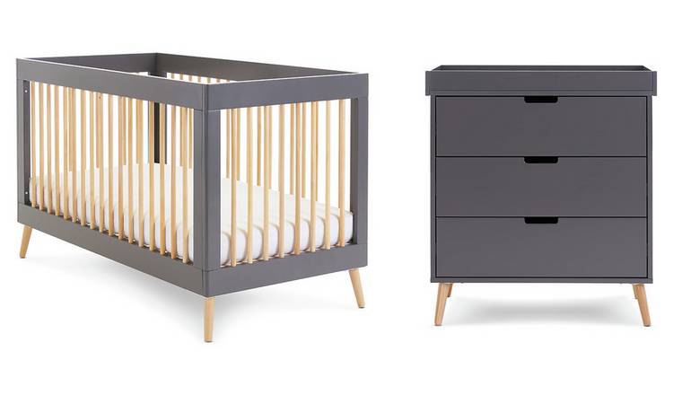 Obaby Maya 2 Pieces Cot Bed Nursery Set - Slate