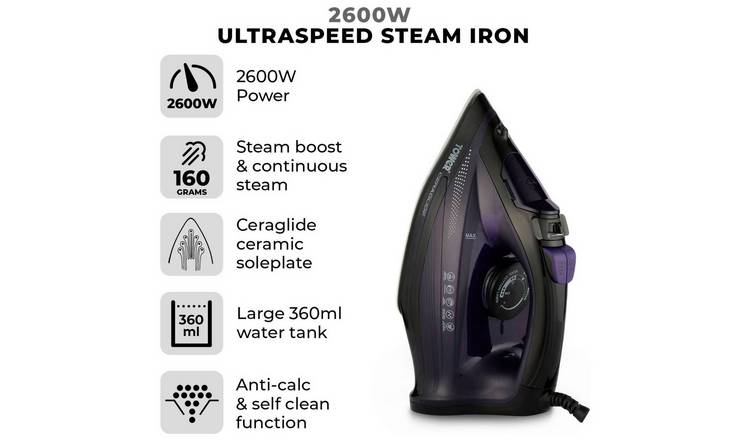 Tower T22008 2-in-1 Cord Cordless Steam Iron with Ceraglide Nano