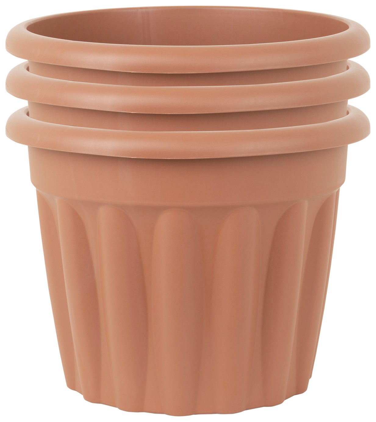 Wham 40cm Round Vista Plastic Planter - Set of 3, Terracotta