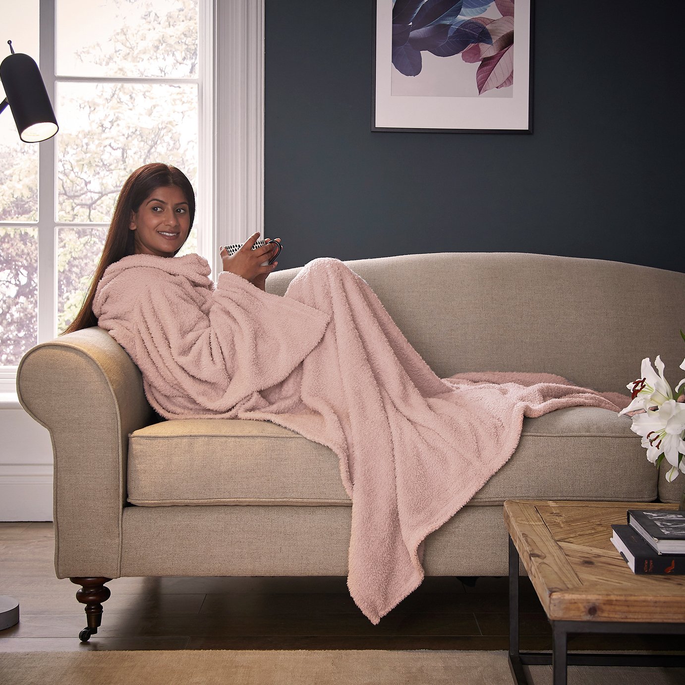 Silentnight Snugsie Wearable Blanket with Sleeves-Blush Pink