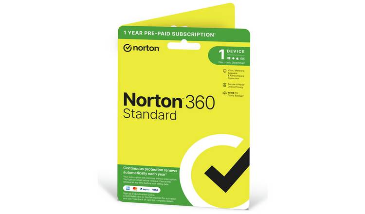 NORTON 360 Standard 1 Device, 1 year auto-renew subscription