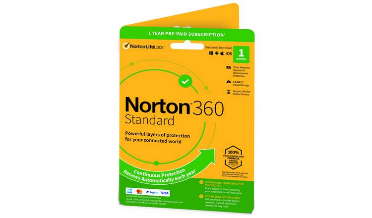 NORTON 360 Standard 1 Device, 1 year auto-renew subscription