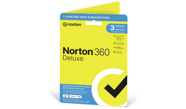 Buy NORTON 360 Deluxe 3 Device, 1 year autorenew subscription Computer software Argos