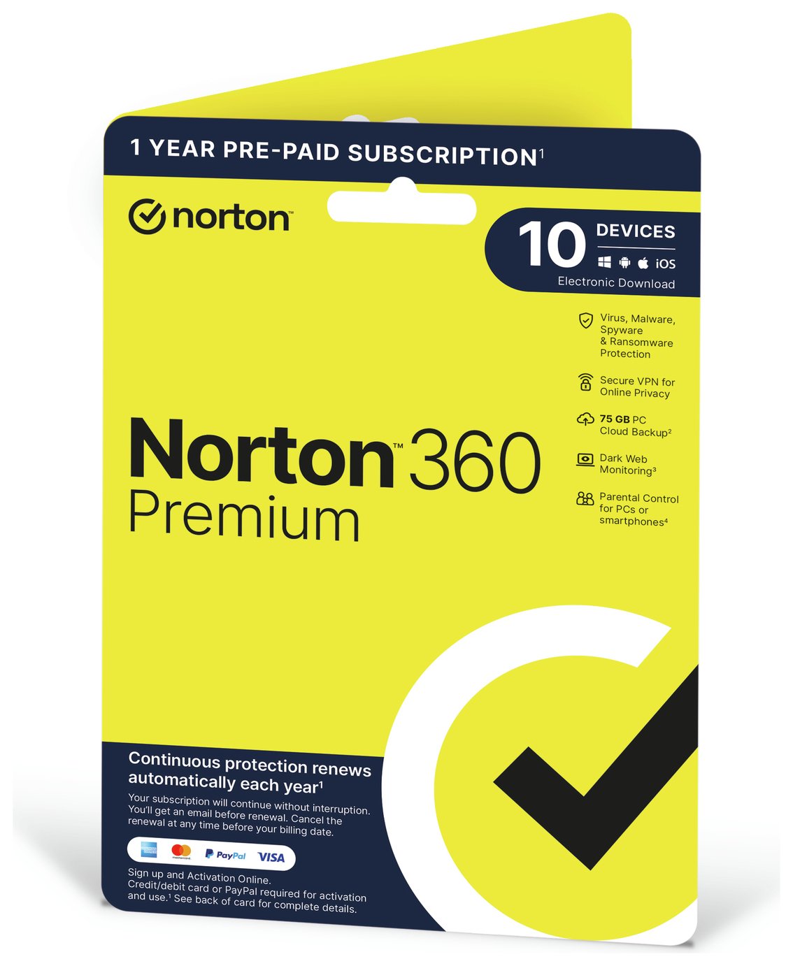 NORTON 360 Premium 10 Devices 1 year auto-renew subscription