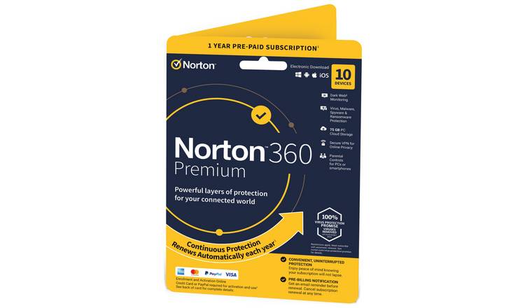 NORTON 360 Premium 10 Devices 1 year auto-renew subscription