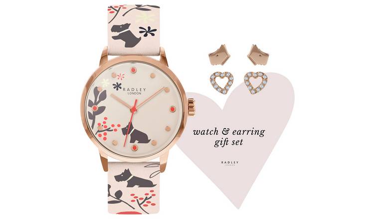 Buy Radley Ladies Grey Leather Strap Watch and Earrings Gift Set