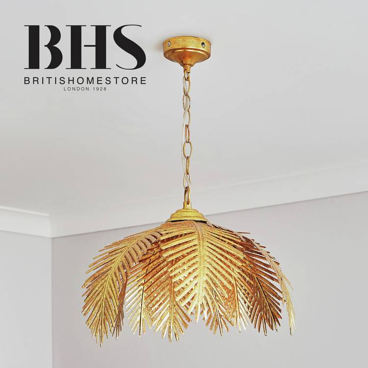 BHS Brooklyn Leafy Metal Pendant Ceiling Light - Gold 0