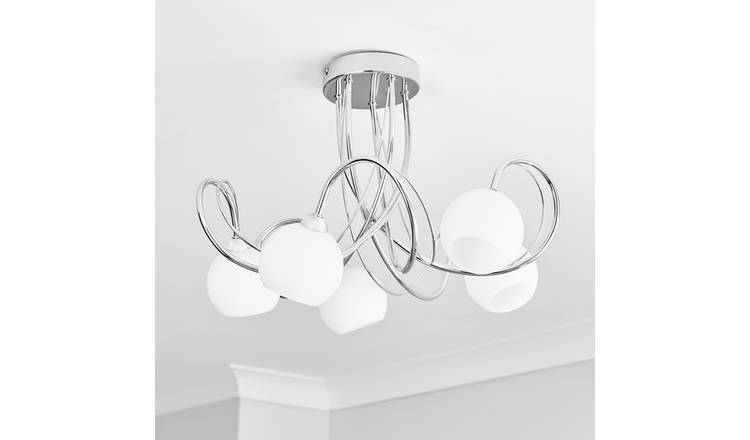 BHS Acacia Glass Flush to Ceiling - Silver
