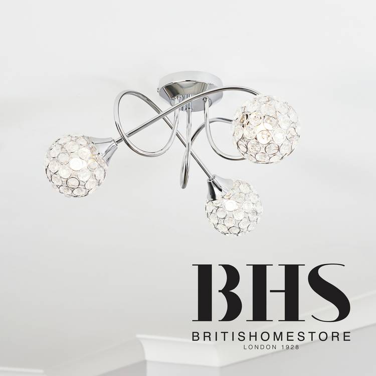 BHS Orchid Glass Flush to Ceiling Light - Silver 0