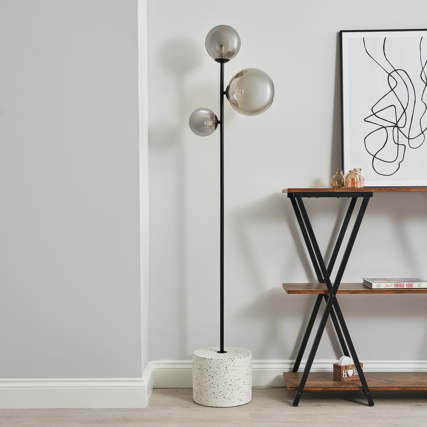 BHS Fleur 3 Light Floor Lamp - Black