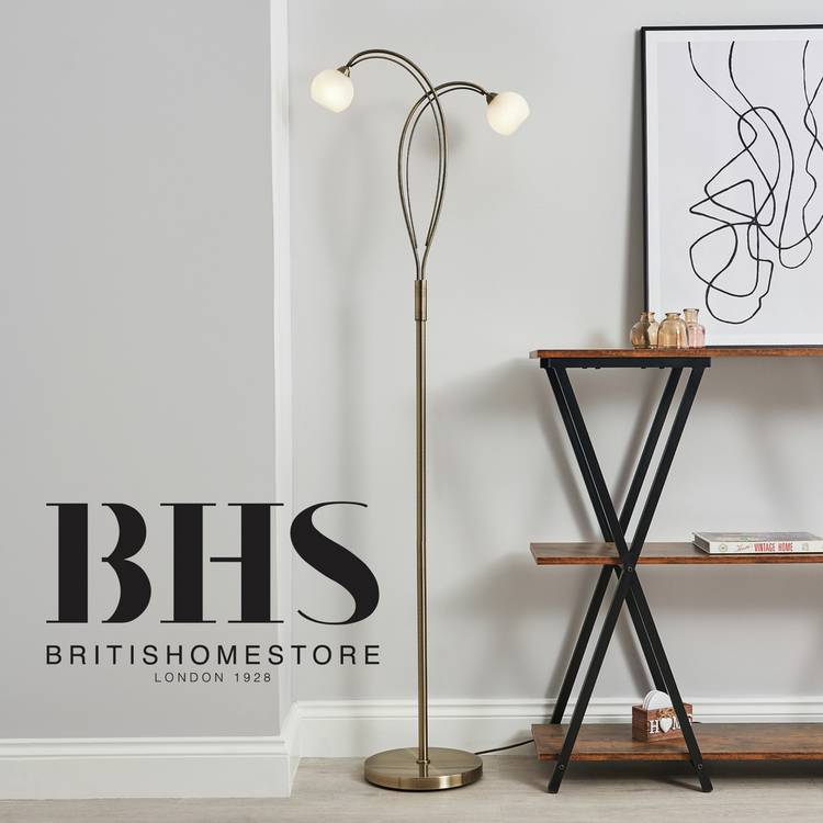 BHS Acacia 2 Light Floor Lamp - Brass 0