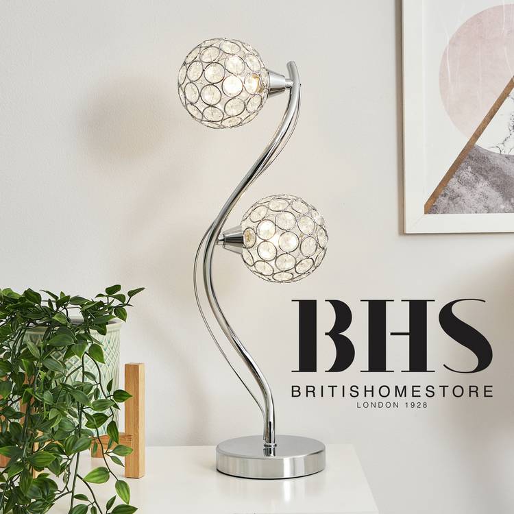 BHS Orchid 2 Light Table Lamp - Silver 0