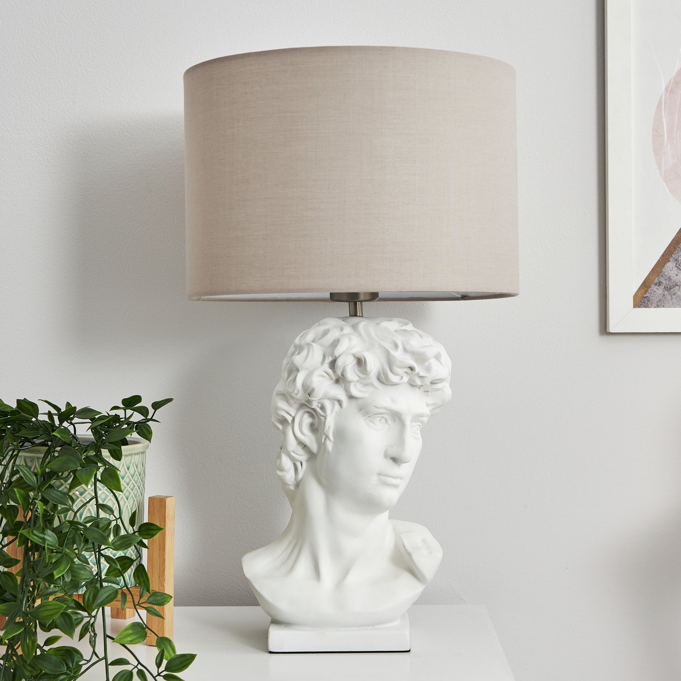 BHS Francis Bust Table Lamp - White