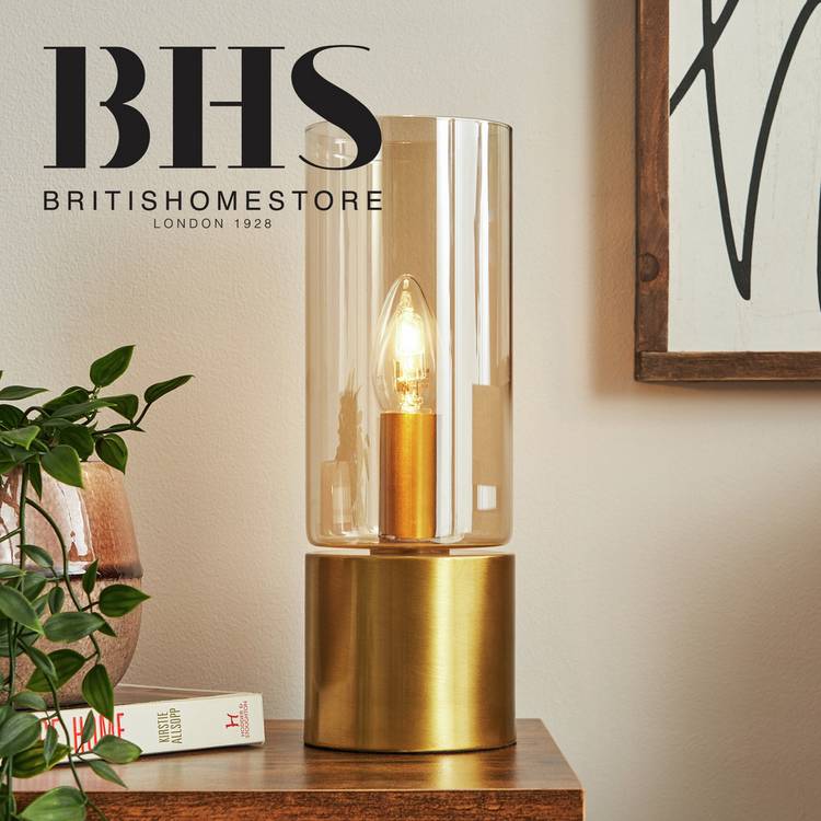 BHS Tyrrel Cylinderical Touch Table Lamp - Brass 0