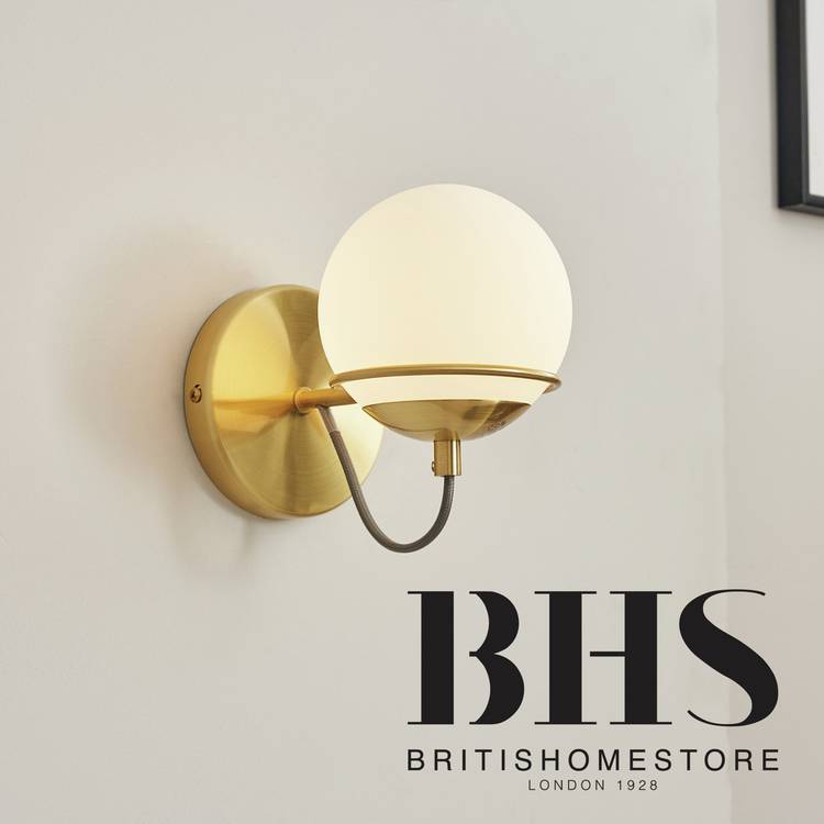 BHS Gustav Glass Round Wall Lamp - Gold 0