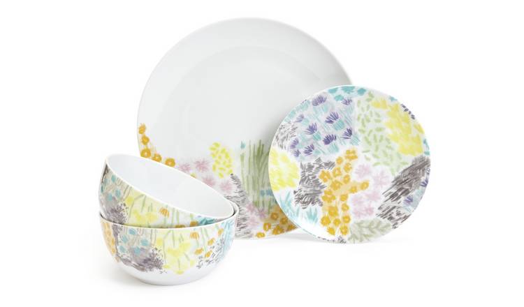 Buy Habitat Floral 12 Piece Porcelain Dinner Set Dinner sets Habitat