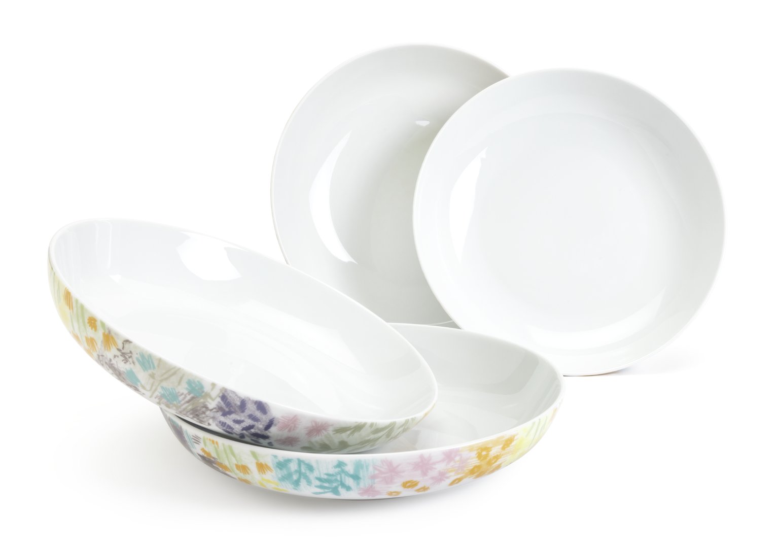 Habitat 4 Piece Porcelain Pasta Bowl - Multicoloured