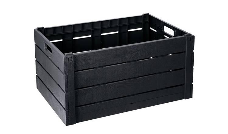 Buy Strata 60 Litre Wood Effect Folding Crate - Charcoal | Plastic ...