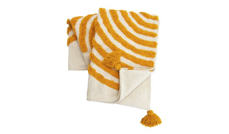 Buy Habitat Geo Tufted Throw White Yellow 125x150cm Blankets and throws Habitat