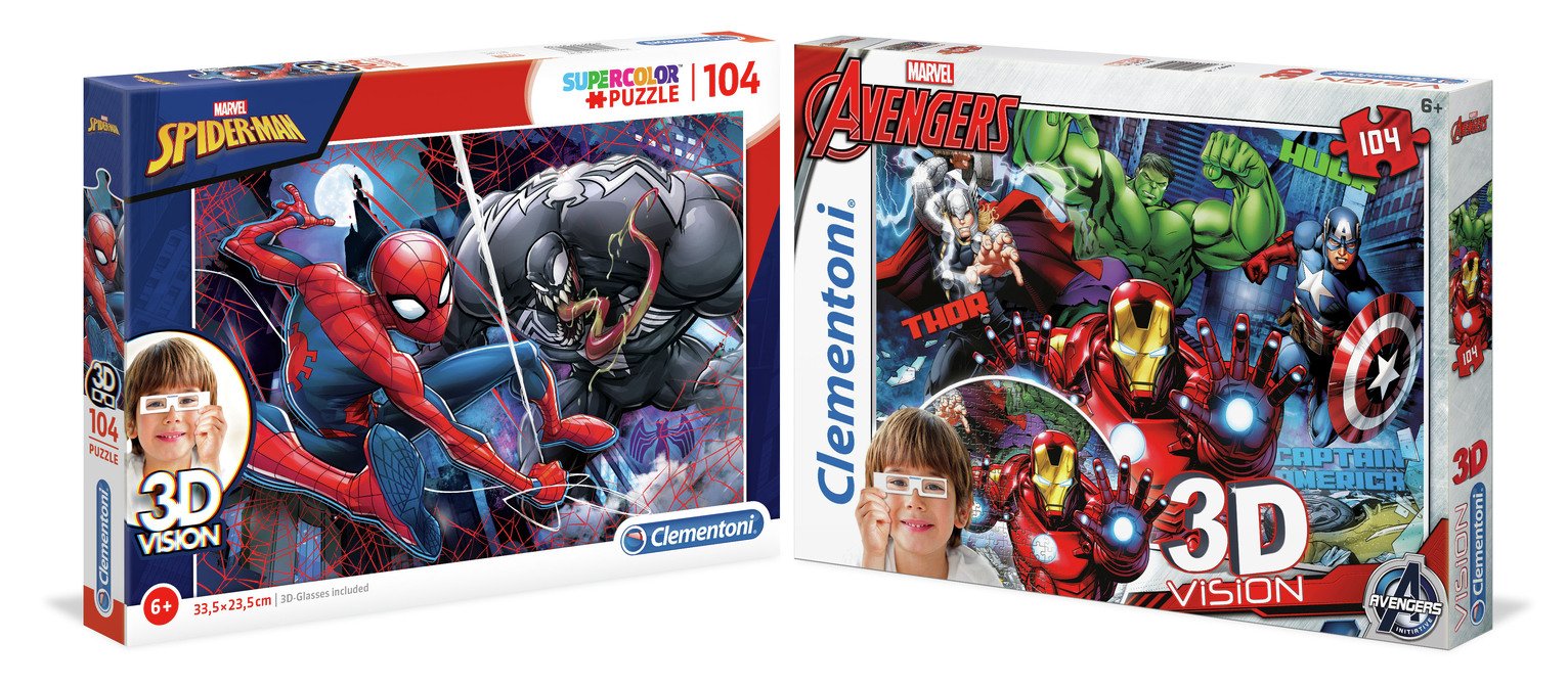 Marvel Avengers 3D Effect 2 x 104 Piece Jigsaw Puzzle