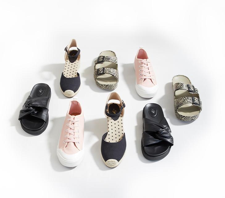 Collection of women's trainers, sandals and espadrilles. 