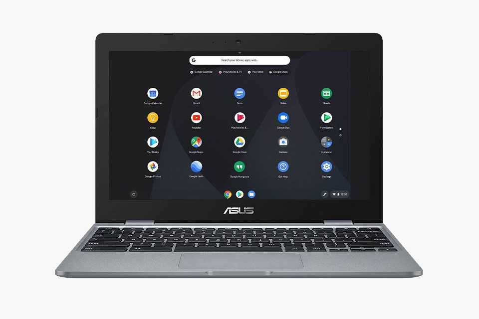 Chromebook showing Chrome OS on screen.