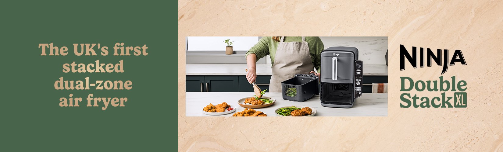 Ninja Double Stack XL. The UK's first stacked dual-zone air fryer.