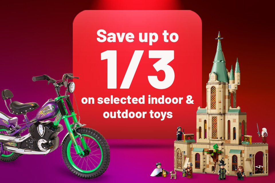 Save up to 1/3 on selected indoor & outdoor toys. Save on toys. Includes indoor, outdoor and wheeled toys.