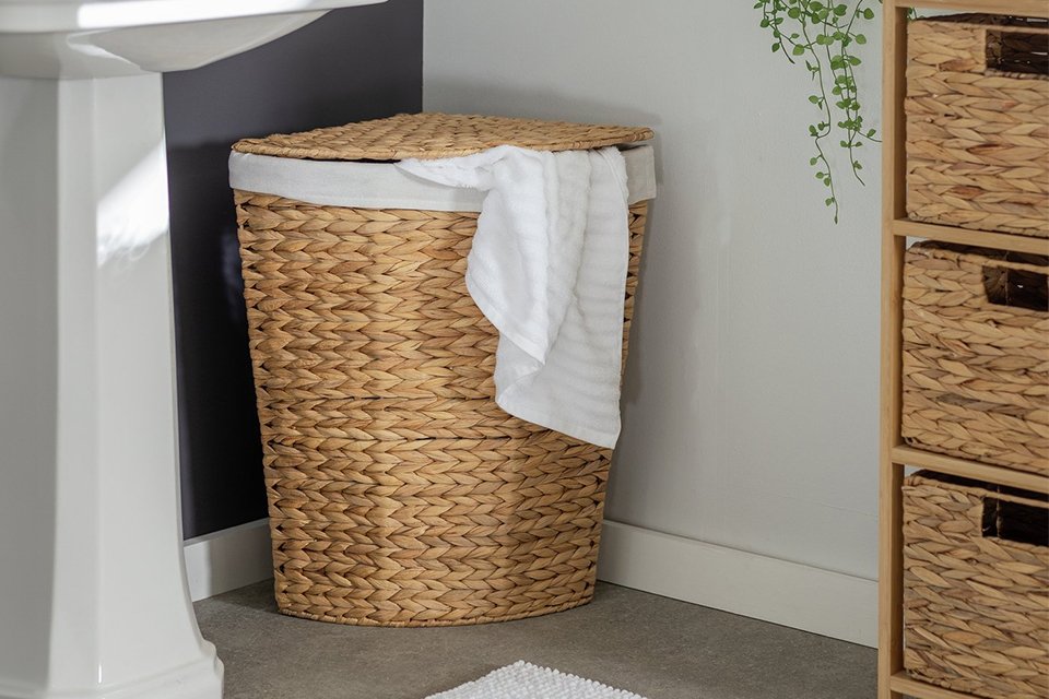 Habitat 40L Corner Water Hyacinth Laundry Basket - Natural.