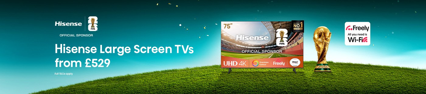 Hisense large screen TVs from £529.